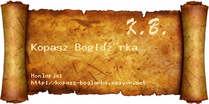 Kopasz Boglárka névjegykártya